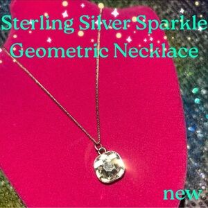 Geometric Gemstone Square Shape Statement Necklace Halo Pendant Sterling Silver